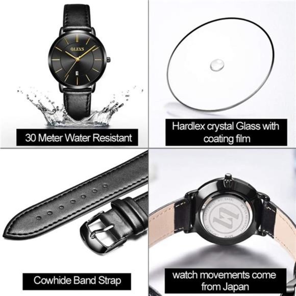 Women's Watches for Ladies Female Wrist Watch Leather Band Waterproof Thin - Picture 3 of 6